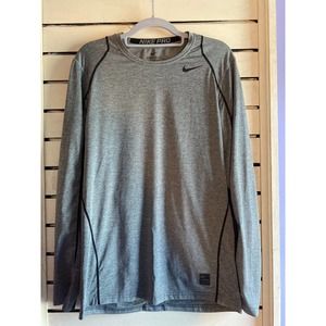 Nike Pro dry-fit fitted womans shirt size small gray long sleeve black trim back
